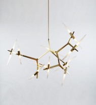 20 Light Chandelier - Brass, Angle-Cut Glass